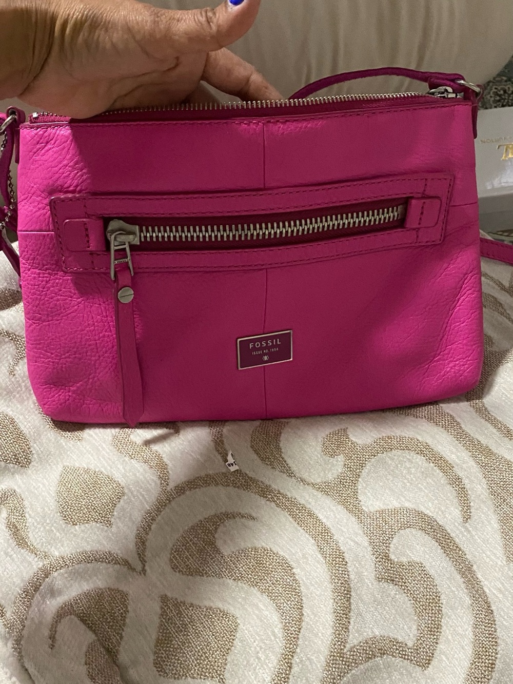 Fossil leather Bright Pink Crossbody Shoulder Bag - Picture 6 of 6